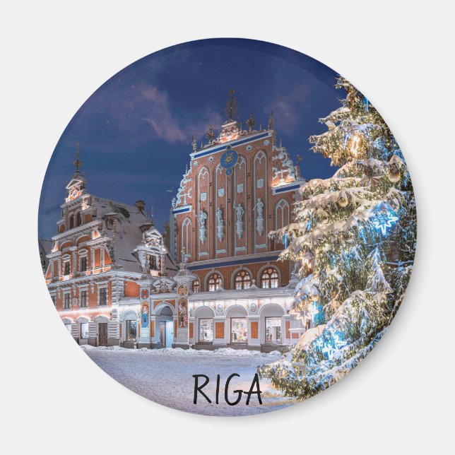 Christmas tree and Blackheads house in Riga Magnet (Front)