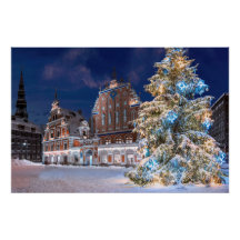 Christmas tree and Blackheads house in Riga
