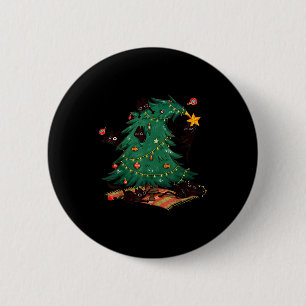 Christmas Tree And Cat Cute Christmas Cat Lover 6 Cm Round Badge