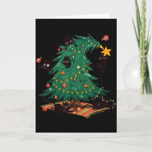 Christmas Tree And Cat Cute Christmas Cat Lover  Card