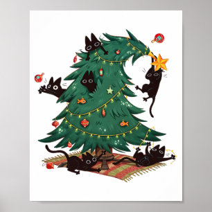 Christmas Tree And Cat Cute Christmas Cat Lover  Poster