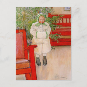 Christmas Tree and Child in Furs Holiday Postcard