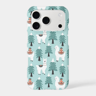 Christmas tree and cute lama pattern