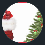 Christmas Tree And Gifts Add Your Text Template Classic Round Sticker<br><div class="desc">Christmas Tree And Gifts Add Your Text Blank Elegant Template Classic Round Sticker.</div>