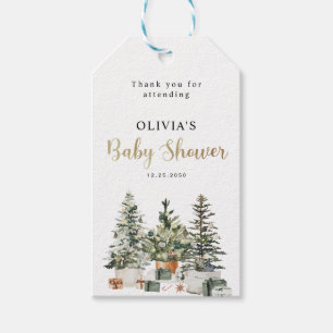 Christmas Tree And Gifts Baby Shower Gift Tags