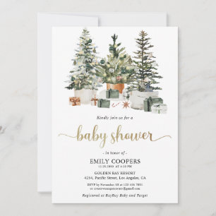 Christmas Tree and Gifts Baby Shower Invitation