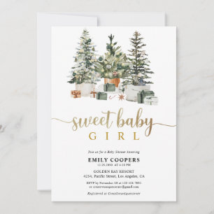Christmas Tree and Gifts Baby Shower Invitation