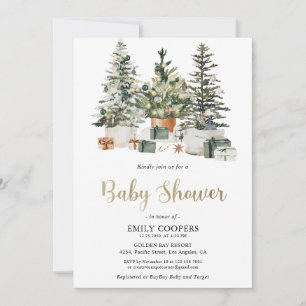 Christmas Tree and Gifts Baby Shower Invitation