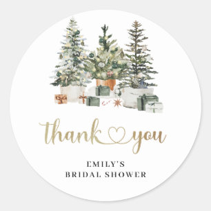 Christmas Tree And Gifts Bridal Shower Classic Round Sticker