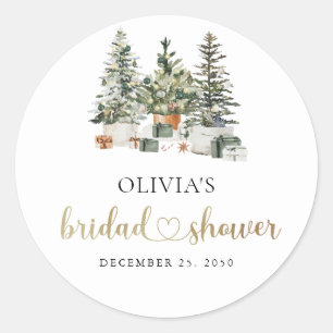 Christmas Tree And Gifts Bridal Shower Classic Round Sticker