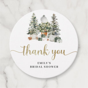 Christmas Tree And Gifts Bridal Shower Gift Tag