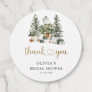 Christmas Tree And Gifts Bridal Shower Gift Tag