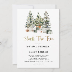 Christmas Tree And Gifts Bridal Shower Invitation
