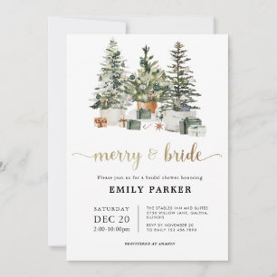 Christmas Tree And Gifts Bridal Shower Invitation