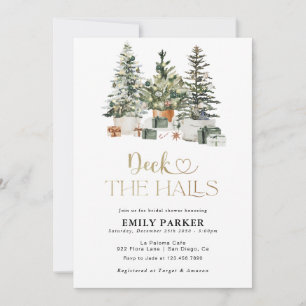 Christmas Tree And Gifts Bridal Shower Invitation