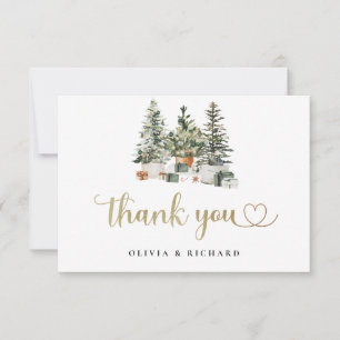 Christmas Tree And Gifts Bridal Shower Thank You Card