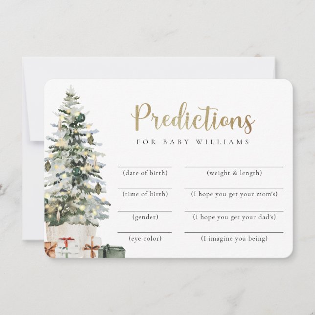 Christmas Tree And Gifts Predictions Card (Front)