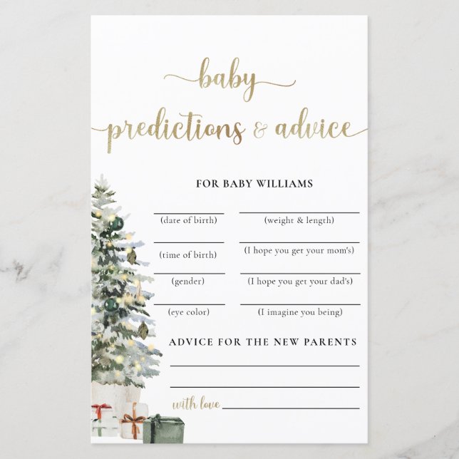 Christmas Tree And Gifts Predictions Card (Front)