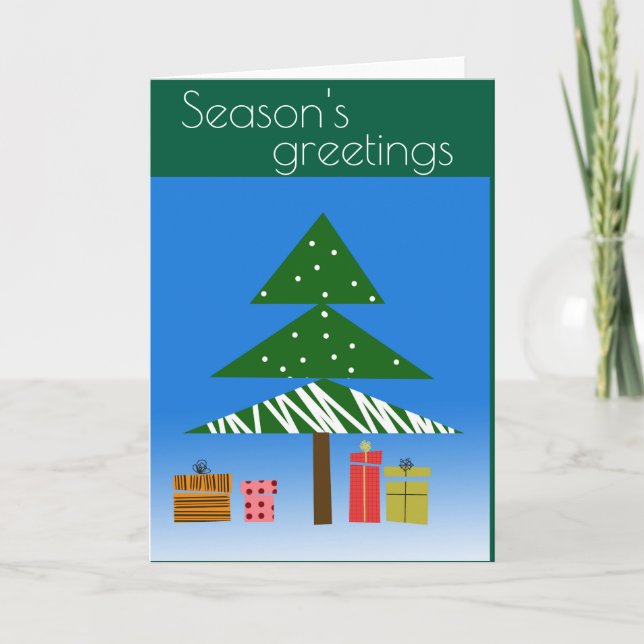 Christmas tree and gifts, Season's greetings Holiday Card (Front)