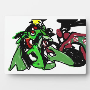 Christmas tree and gingerbread house plaque