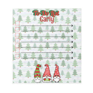 Christmas tree and gnome custom to-do list notepad
