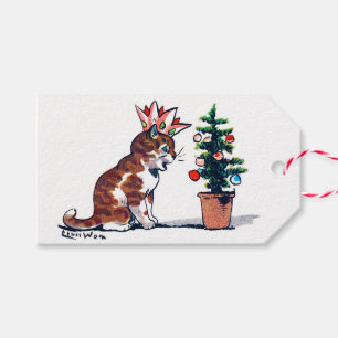 Christmas Tree and Kitten, Louis Wain Gift Tags