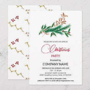 Christmas Tree and Mistletoe Decorations Corporate Invitation