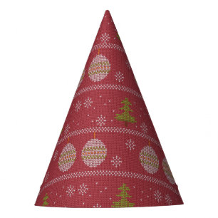 Christmas tree and ornament woven red party hat