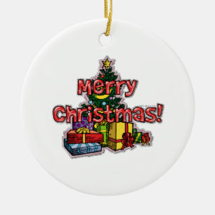 Christmas tree and presents ornament