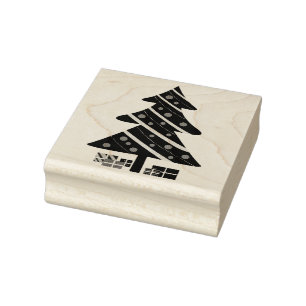 Christmas Tree and Presents Rubber Stamp