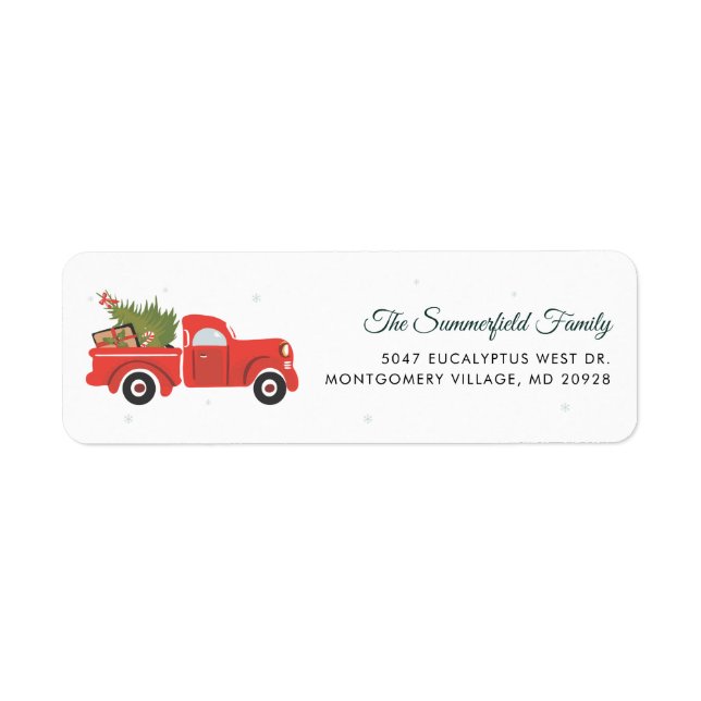 Christmas Tree and Red Truck Family Return Address (Front)