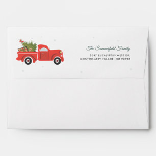 Christmas Tree and Red Truck Family Return Address Envelope