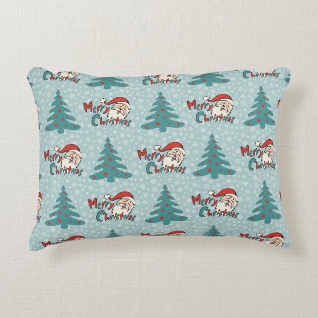 Christmas tree and santa claus decorative cushion (Front)