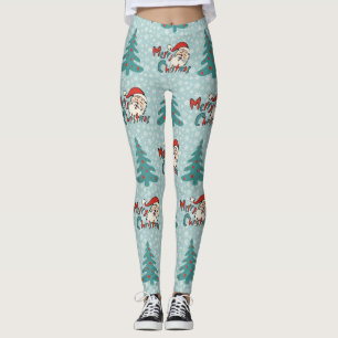 Christmas tree and santa claus leggings