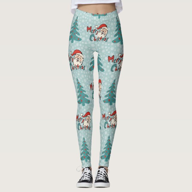 Christmas tree and santa claus leggings (Front)