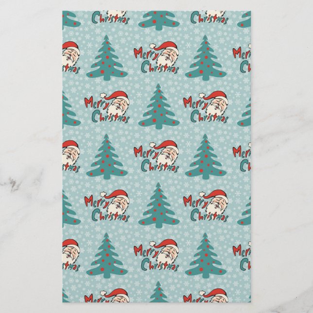 Christmas tree and santa claus stationery (Front)