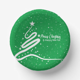 Christmas Tree and Snowfall  Paper Bowls  Paper Plate
