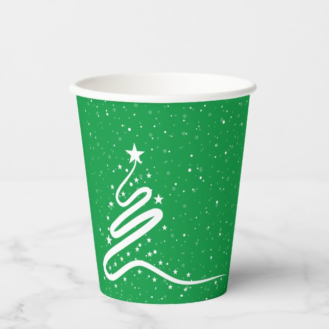 Christmas Tree and Snowfall Paper Cups (Front)