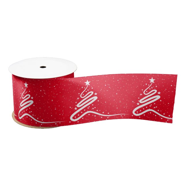 Christmas Tree and Snowfall  Satin Ribbon (Spool)