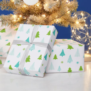 Christmas Tree and Snowflakes Modern Christmas Wrapping Paper