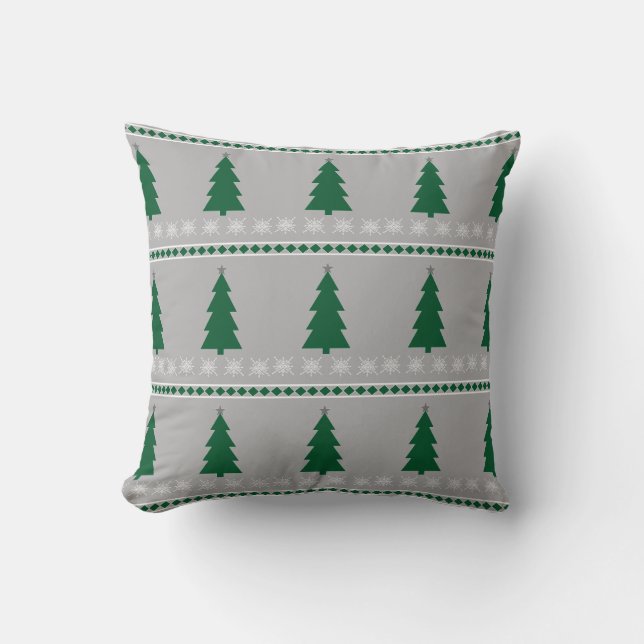 Christmas Tree and Snowflakes Pattern, Cushion (Front)