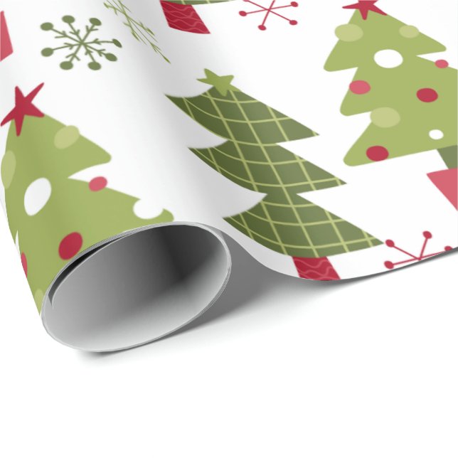 Christmas Tree and Snowflakes  Wrapping Paper (Roll Corner)