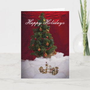 Christmas Tree and Snowman Caroller Holiday Card