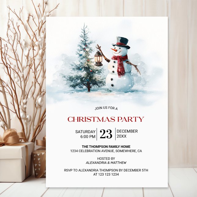 Christmas Tree and Snowman Christmas Party Invitation (Creator Uploaded)