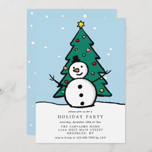 Christmas Tree and Snowman Holiday Party Invitation