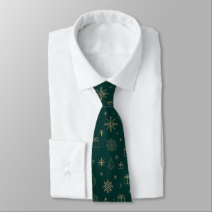 Christmas Tree and Star Green Tie