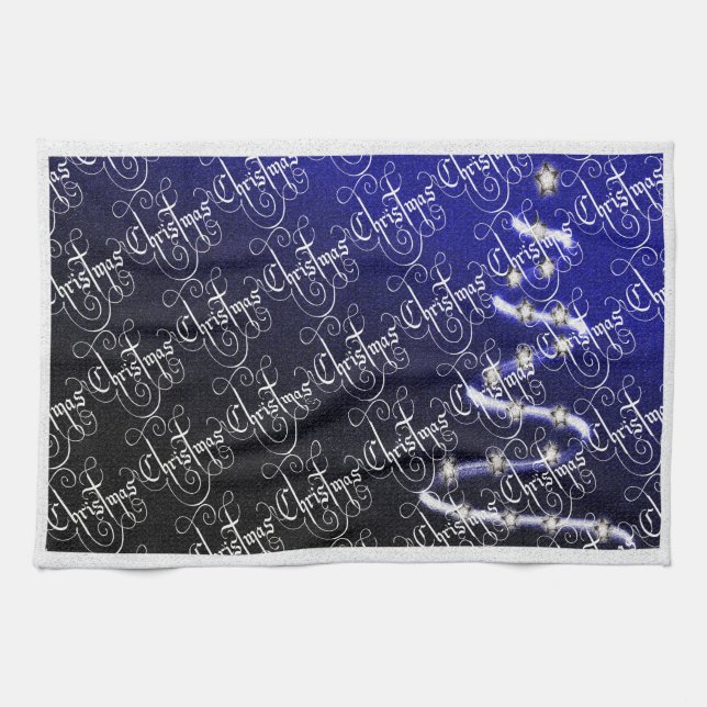 Christmas Tree and Stars - Tea Towel (Horizontal)