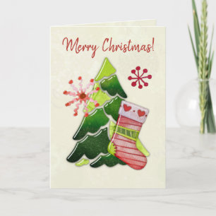 Christmas Tree and Stocking Whimsey Card