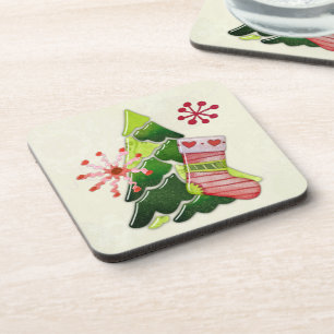 Christmas Tree and Stocking Whimsey Coaster