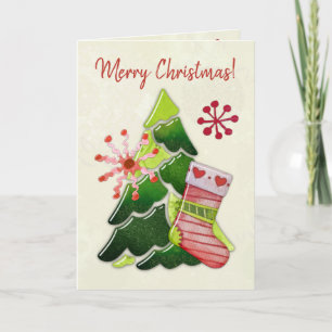 Christmas Tree and Stocking Whimsey Note Card